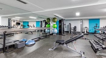the gym is equipped with weights and cardio equipment
